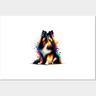 Artistic Bohemian Shepherd in Vivid Splash Art Style Posters and Art